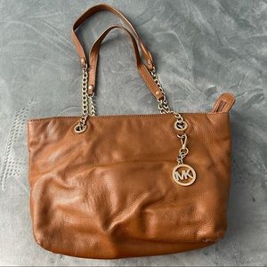 MK by Michael Kors Camel Leather Shoulder Bag